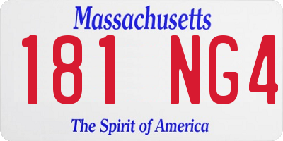 MA license plate 181NG4