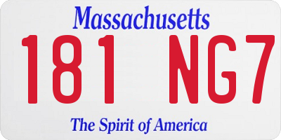 MA license plate 181NG7