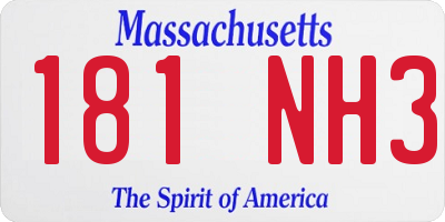 MA license plate 181NH3