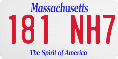 MA license plate 181NH7