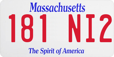 MA license plate 181NI2
