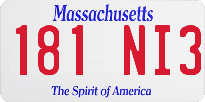 MA license plate 181NI3