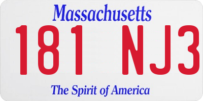 MA license plate 181NJ3