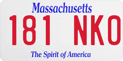 MA license plate 181NK0
