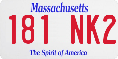 MA license plate 181NK2
