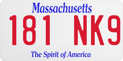 MA license plate 181NK9