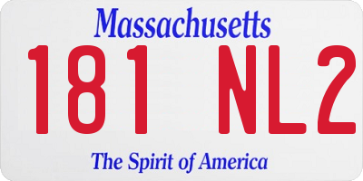MA license plate 181NL2