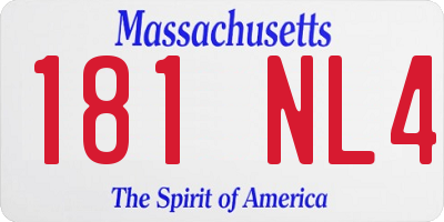 MA license plate 181NL4
