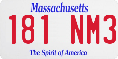 MA license plate 181NM3
