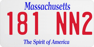 MA license plate 181NN2