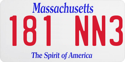 MA license plate 181NN3