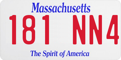 MA license plate 181NN4