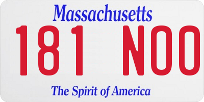 MA license plate 181NO0