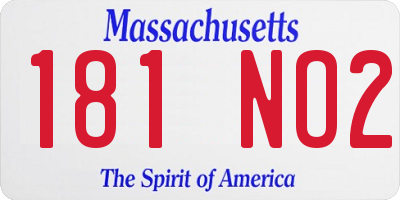 MA license plate 181NO2