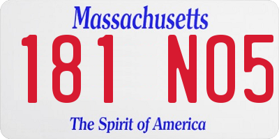 MA license plate 181NO5