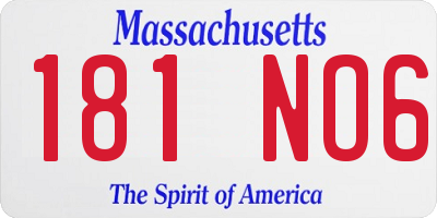 MA license plate 181NO6