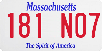 MA license plate 181NO7