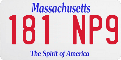 MA license plate 181NP9