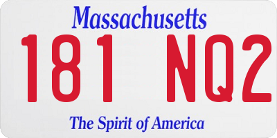 MA license plate 181NQ2