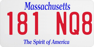 MA license plate 181NQ8