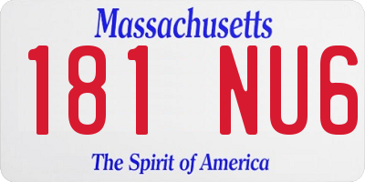MA license plate 181NU6