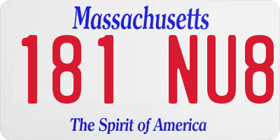 MA license plate 181NU8