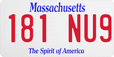 MA license plate 181NU9