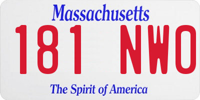 MA license plate 181NW0