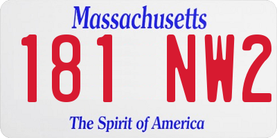 MA license plate 181NW2