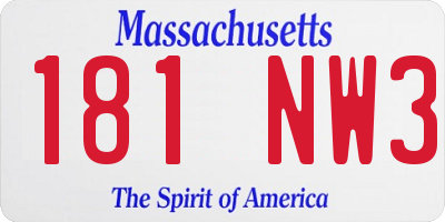 MA license plate 181NW3
