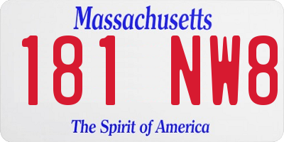 MA license plate 181NW8