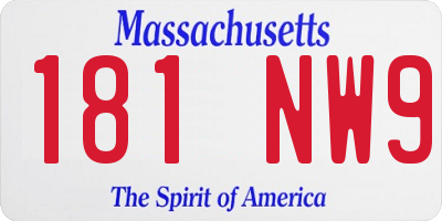 MA license plate 181NW9
