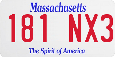 MA license plate 181NX3