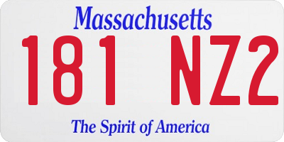 MA license plate 181NZ2