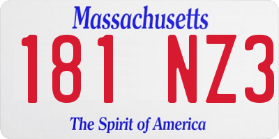 MA license plate 181NZ3