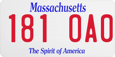 MA license plate 181OA0