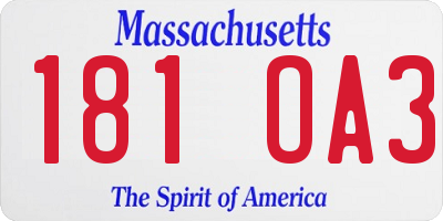 MA license plate 181OA3