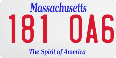 MA license plate 181OA6