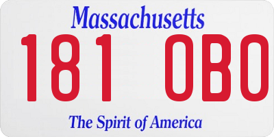 MA license plate 181OB0