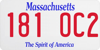 MA license plate 181OC2
