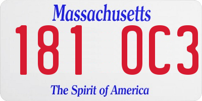 MA license plate 181OC3
