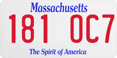 MA license plate 181OC7