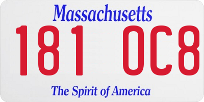 MA license plate 181OC8