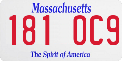 MA license plate 181OC9