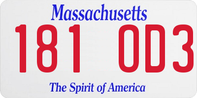 MA license plate 181OD3