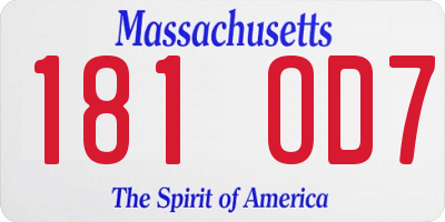 MA license plate 181OD7