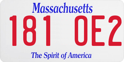 MA license plate 181OE2