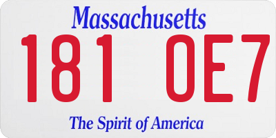 MA license plate 181OE7