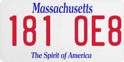 MA license plate 181OE8