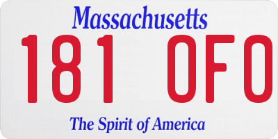 MA license plate 181OF0
